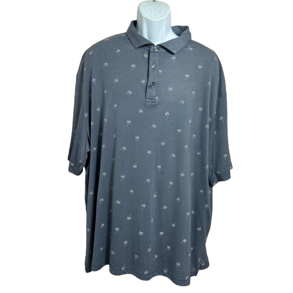 Men's Ben Hogan Performance Golf Polo Shirt Sz 3XL Blue Palm Tree Print Athletic